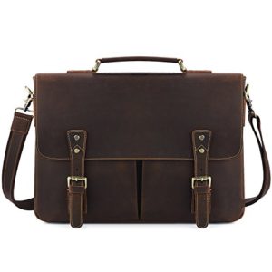 Kattee Vintage Leather Briefcase 15.7 Inch Laptop Messenger Bag