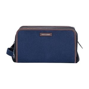 Hook & Albert navy twill frog mouth opening toiletry kit