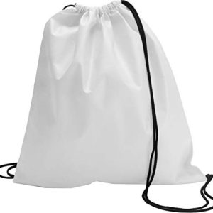 30 Pack 210D POLYESTER White Drawstring Backpack, Gym Sports