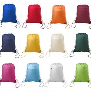 Zippered Drawstring Bag Cinch Sack Promotional Backpack Gym Travel