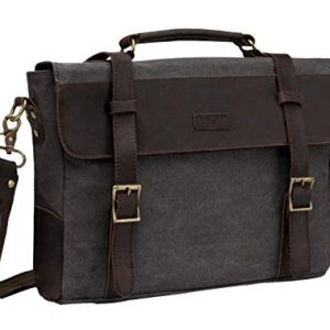 Vaschy Vintage Canvas Leather Messenger Bag School Shoulder Bag