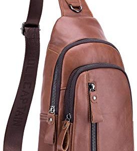 Niobon Men's Sling Bag,Mens Genuine Leather Chest Bags Casual Shoulder
