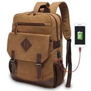 Vintage Backpack for Men, Modoker Canvas Leather Laptop School Backpack