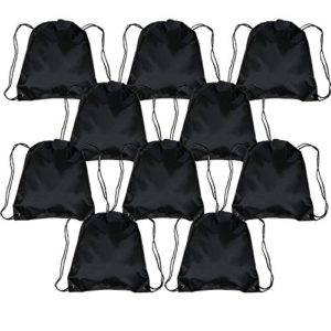 25 Pack - Bulk Case Drawstring Backpacks in Black, Promotional Gym Sack
