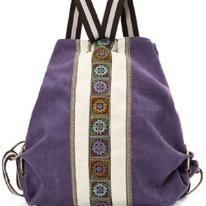 Women Canvas Backpack Daypack Casual Shoulder Bag, Vintage Heavy-duty Anti-theft Travel Backpack