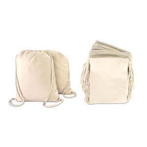 DALIX Canvas Drawstring Bag String Backpack Mens Womens Bulk Natural