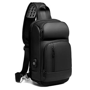 Sling Backpack for Men Cross Body Shoulder Backpack Chest Pack Bag with USB Charging Port Waterproof Small Lightweight Casual Daypack Fits 9.7 Inch Ipad