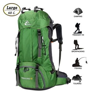 60L Waterproof Ultra Lightweight Hiking Backpack with Rain Cover