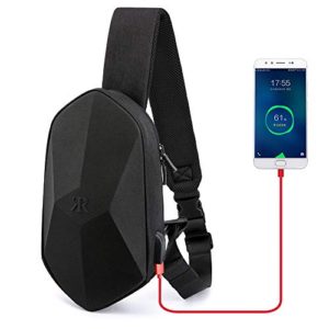 Racini Sling Backpack, Cross-Body Backpack Waterproof Chest Pack Bag Small Casual Daypack with USB Charging Port