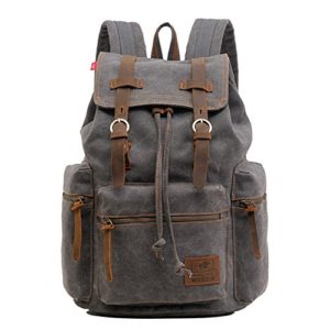 Canvas Backpack, P.KU.VDSL-AUGUR SERIES Vintage Canvas Leather Backpack