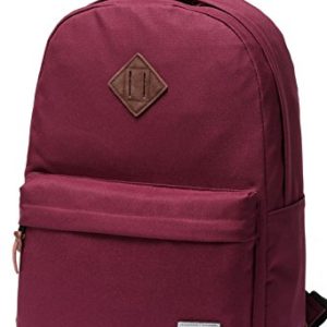 Vaschy Unisex Classic Lightweight Water-resistant Campus School Rucksack Travel BackPack Burgundy Fits 15.6Inch Laptop