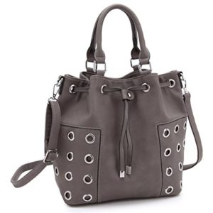 Dasein Drawstring Grommet Bucket Shoulder Bag