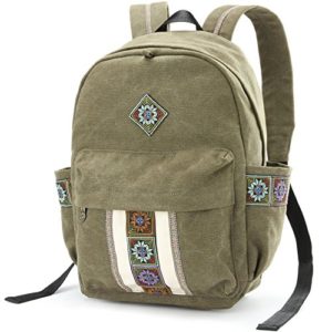 Women Canvas Backpacks Embroideried Daypack Casual Shoulder Bag, Shool Bag Laptop Backpack for Girls (School Bag Style B)
