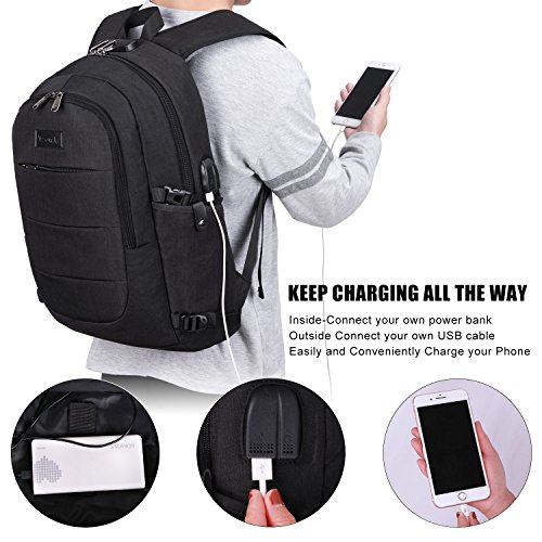 Travel Laptop Backpack Water Resistant Anti-Theft Bag with USB Charging ...