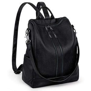 Women Backpack Purse UTO PU Leather Double Front Zipper Ladies