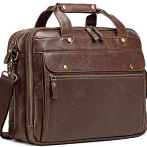 Leather Briefcase for Men Computer Bag Laptop Bag Waterproof