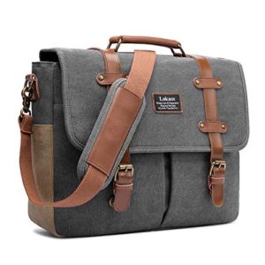 Mens Messenger Bag, 15.6 Inch Laptop Shoulder Bag Canvas Business Briefcase
