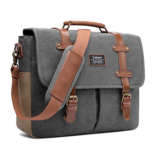 Mens Messenger Bag, 15.6 Inch Laptop Shoulder Bag Canvas Business ...