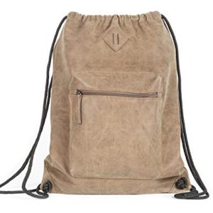 Jackson Men Women Vegan Leather Urban Gymsack Drawstring Backpack