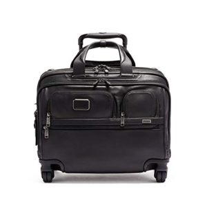 TUMI - Alpha 3 Deluxe 4 Wheeled Leather Laptop Case Brief Briefcase