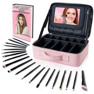 Large Makeup Bag Organizer + Makeup Brush Set