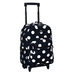 Rockland Luggage 17 Inch Rolling Backpack, Black Dot