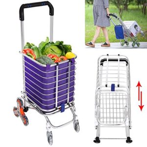 Folding Luggage Dolly Cart with Ropes, Portable Hand Truck Height Adjustable