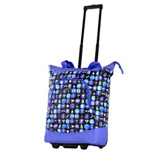 Olympia Deluxe Rolling Shopper Travel Tote, Purple