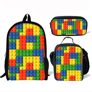 ThiKin Building Blocks School Backpacks for Kids Boy Girls Lightweight Backpack