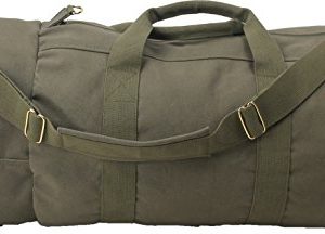 Cotton Canvas Large Shoulder Duffle Bag, Olive Drab Military Tote