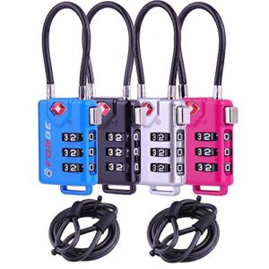 TSA Approved Cable Luggage Locks, Re-settable Combination with Alloy Body