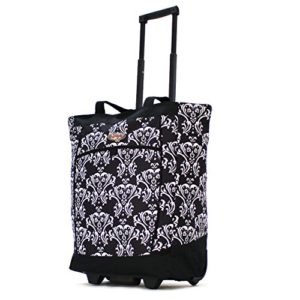 Olympia Fashion Rolling Shopper Tote - Damask Black