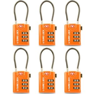 TSA Compatible Travel Luggage Locks, Inspection Indicator, Easy Read Dials - 1, 2 & 4 Pack (Large, ORANGE 6 PACK)