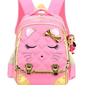 Mysticbags Cat Face Waterproof Kids Backpack School Book Bag