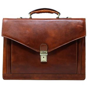 Floto Ponza Full Grain Leather Briefcase in Brown