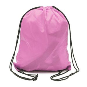 30 Pack 210D POLYESTER Pink Drawstring Backpack, Gym Sports