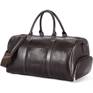 BOSTANTEN Genuine Leather Travel Weekender Overnight Duffel Bag