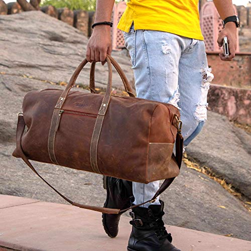 Leather Duffel Bag 24 Inch Travel bag, Large Overnight Traveler Carry ...