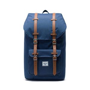 Herschel Little America Flapover Backpack, Navy/Tan Synthetic Leather