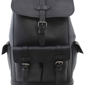 Coach Men's Hudson QB Black Pebbled Leather Backpack