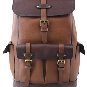 Coach Men's Hudson Dark Brown Multi Antique Brass Pebbled Leather Backpack