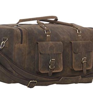 KomalC 28 inch Duffel Bag Travel Sports Overnight Weekend Leather