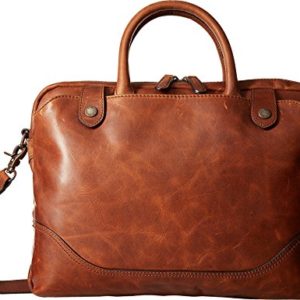 FRYE Men's Logan Slim Zip Briefcase, Cognac