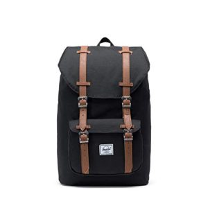 Herschel Little America Flapover Backpack, Black/Tan Synthetic Leather