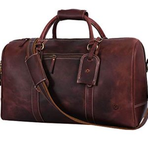 Vintage Walnut Leather Travel Duffle Bag - Your Stylish Travel Companion by Aaron Leather