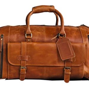24 Inch Genuine Leather Duffel | Travel Overnight Weekend Leather Bag