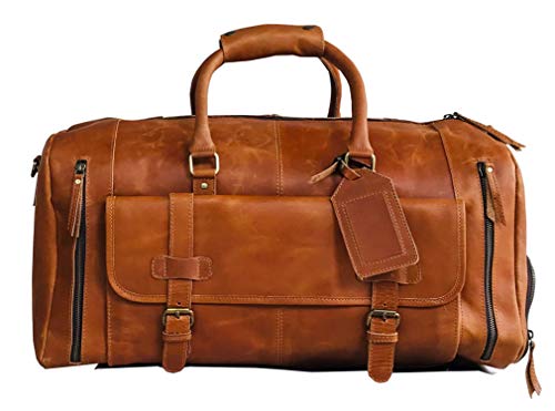 24 Inch Genuine Leather Duffel | Travel Overnight Weekend Leather Bag ...