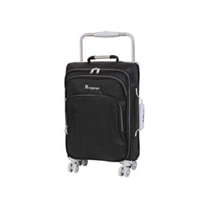 IT Luggage 22" World's Lightest 8 Wheel Spinner, Raven With Vapor Blue Trim