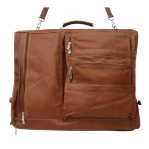 Piel Leather Executive Expandable Garment Bag, Saddle