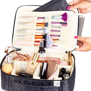 Travel Makeup Bag By Ellis James Designs - Elegant, Large Compartment